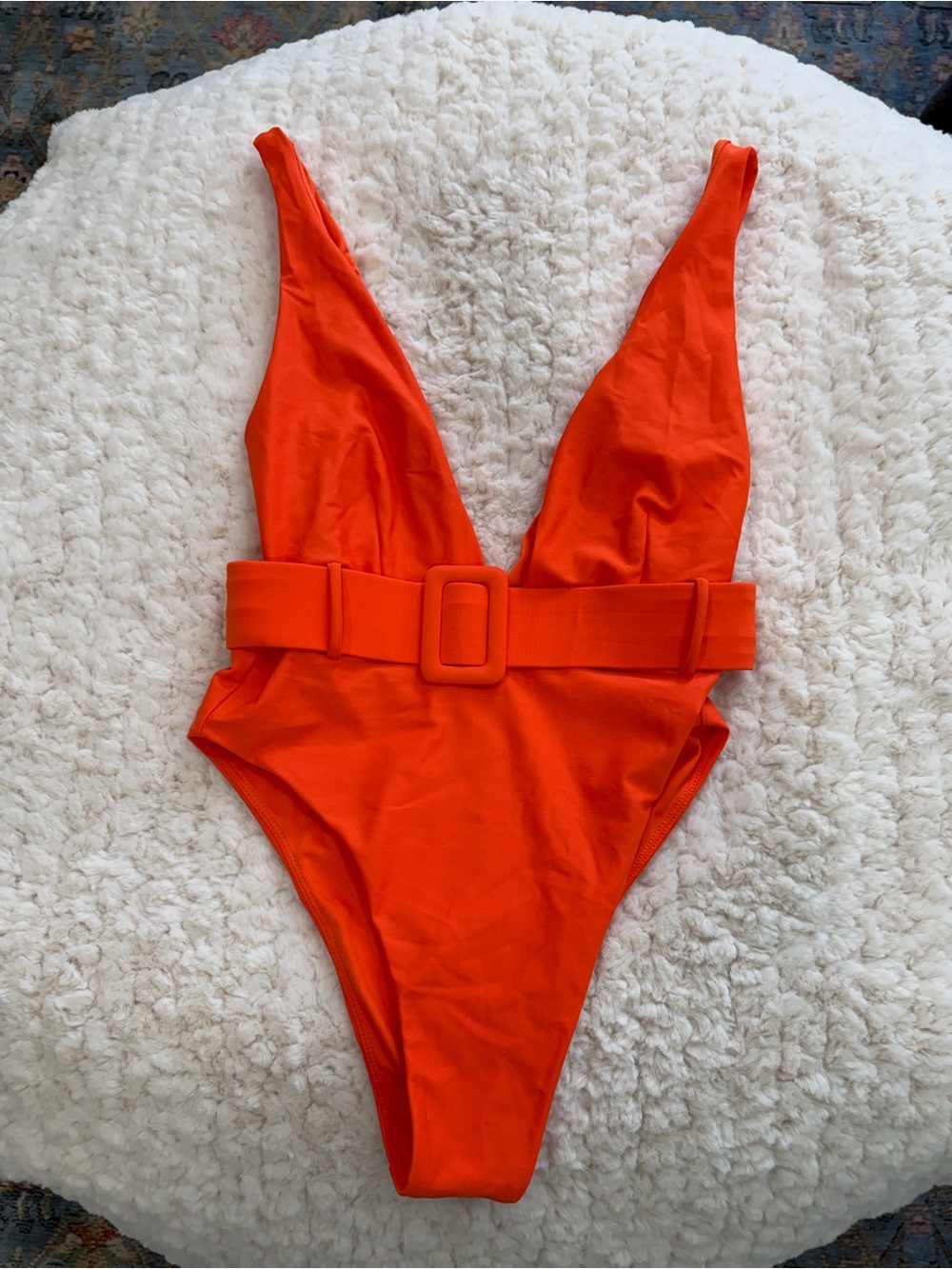Meshki Kids Vibrant Orange Belted One-Piece Swimsuit